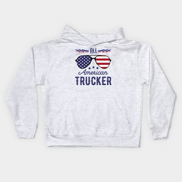 All American Trucker 4th Of July Sunglasses Kids Hoodie by tobzz